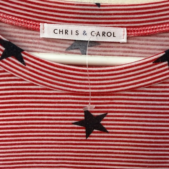 Red White and Blue Star Print Women's Top - Picture 3 of 3